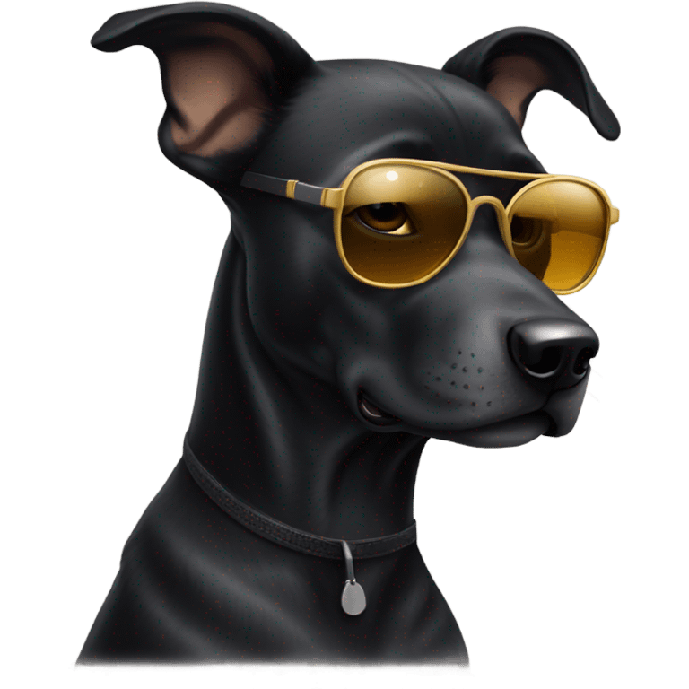 cool black dog with sunglasses (head only) emoji