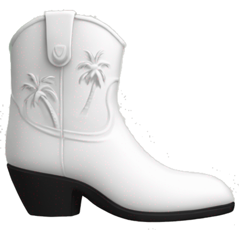 White cowgirl boot vase with palm tree  emoji