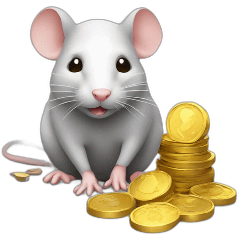 Rat with gold coins emoji