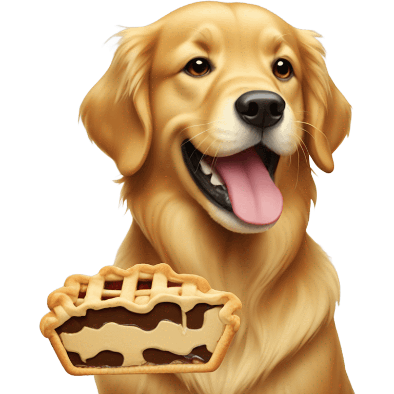 Golden retriever eating pie emoji