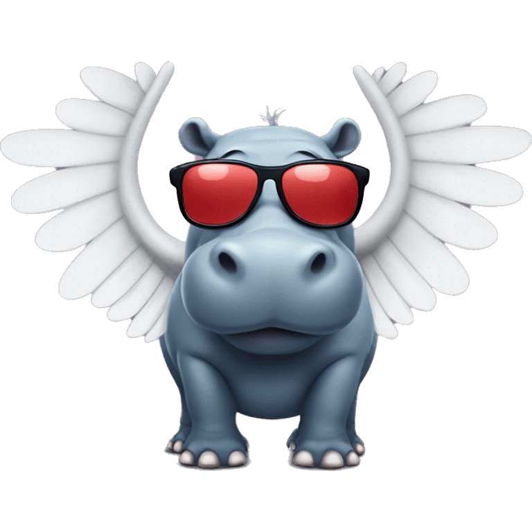 Hippo with sunglasses and wings emoji