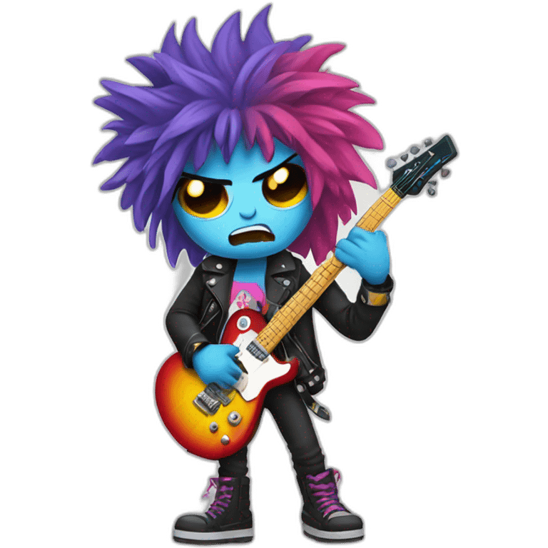 angry rocker with guitar and punky colorful crest hair  emoji