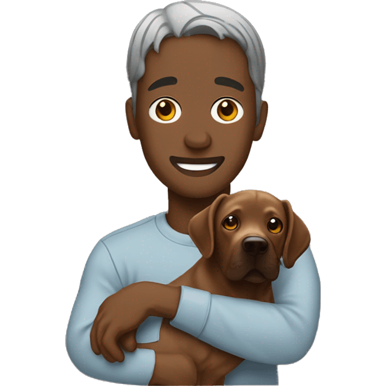 Travis Scott holding a chocolate Labrador emoji