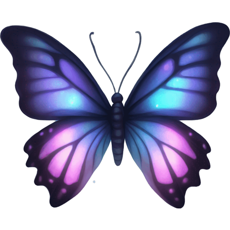 Dark iridescent butterfly glowing emoji