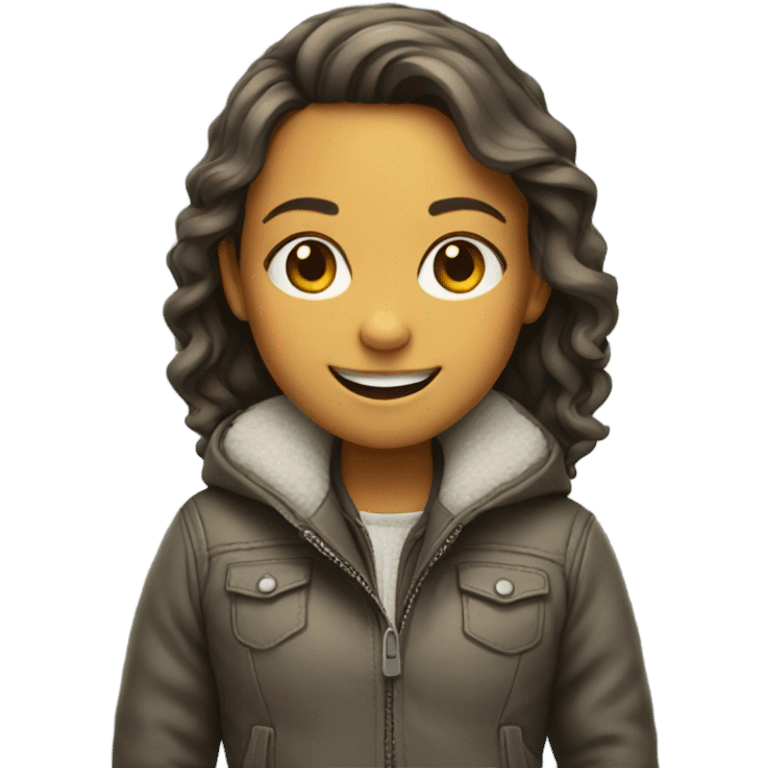 smiling girl outdoors in jackets emoji