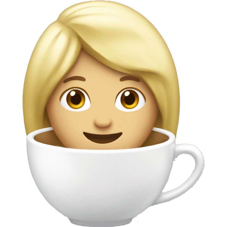 Smiling cup with a blonde wig emoji