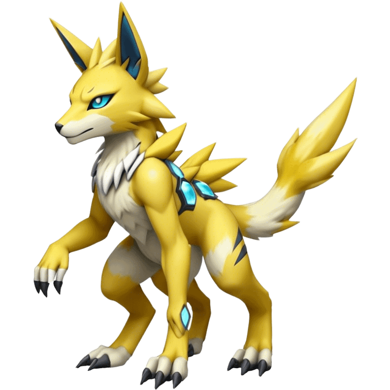  Cool Edgy Shiny Futuristic Ethereal Legendary Zeraora-Digimon-Renamon-Pokemon-hybrid full body emoji