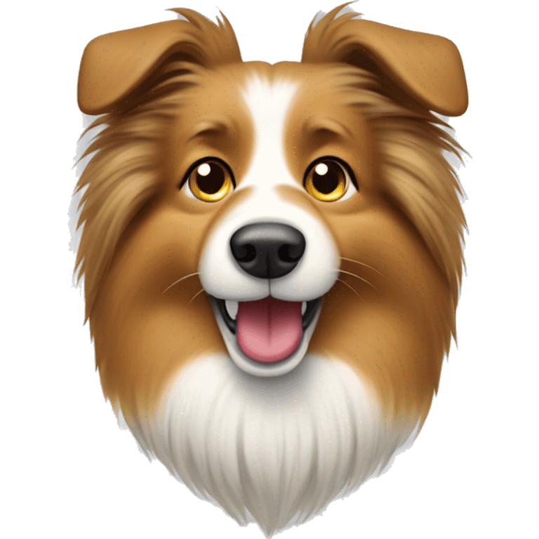 Shetland sheepdog with slippers in mouth emoji