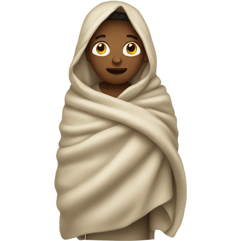 A person wrapped in a blanket emoji