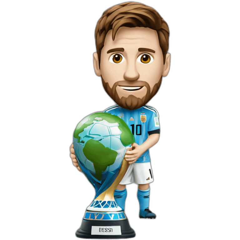 leo messi avec la coupe du monde emoji