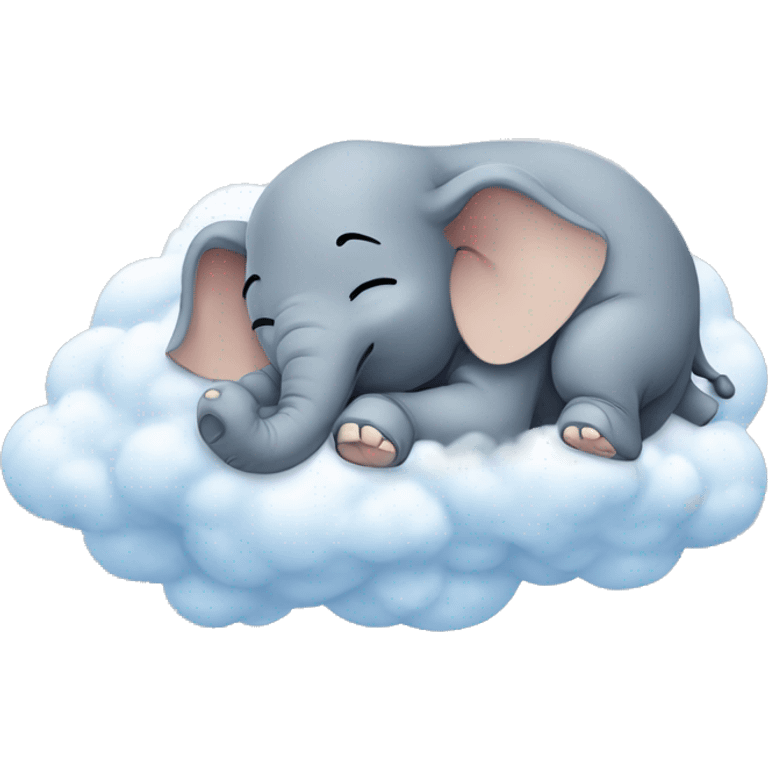 On clouds sleeping elephant emoji