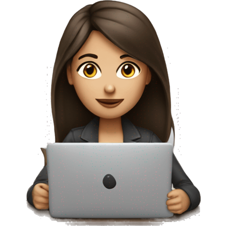 Brunette girl+laptop+coffee emoji