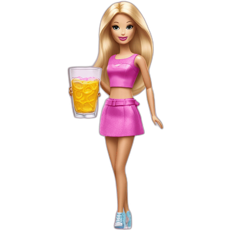 Barbie avec un verre à pied emoji