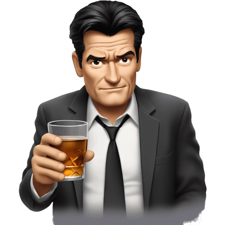 charlie sheen in two and a half man drinking a glass of whiskey emoji