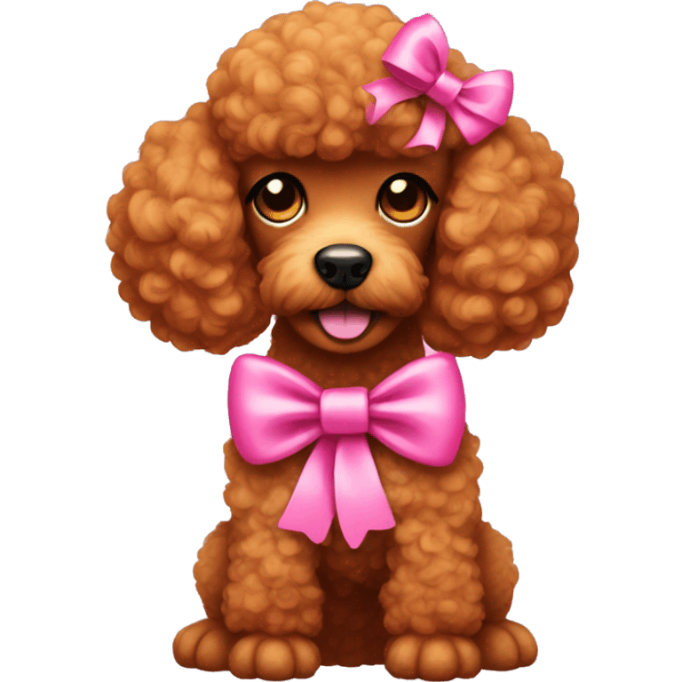 Red poodle wearing a pink bow emoji