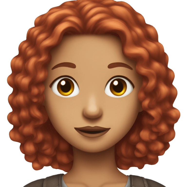 A girl with red  longhair and brown eyes and an old money style emoji