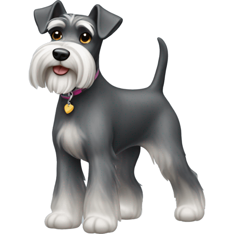 girl walking miniature schnauzer  emoji