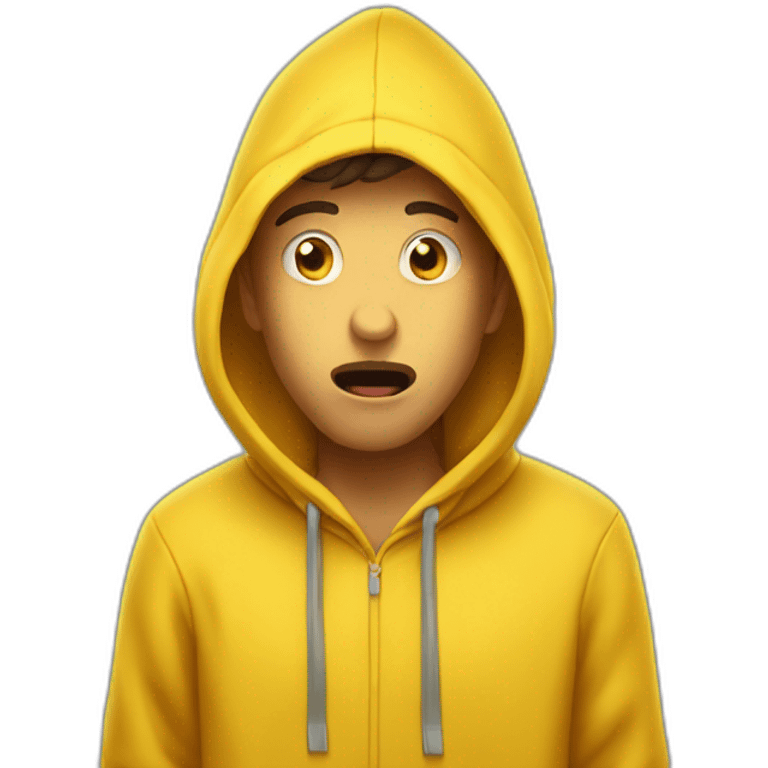 guy in a yellow hoodie is shocked emoji