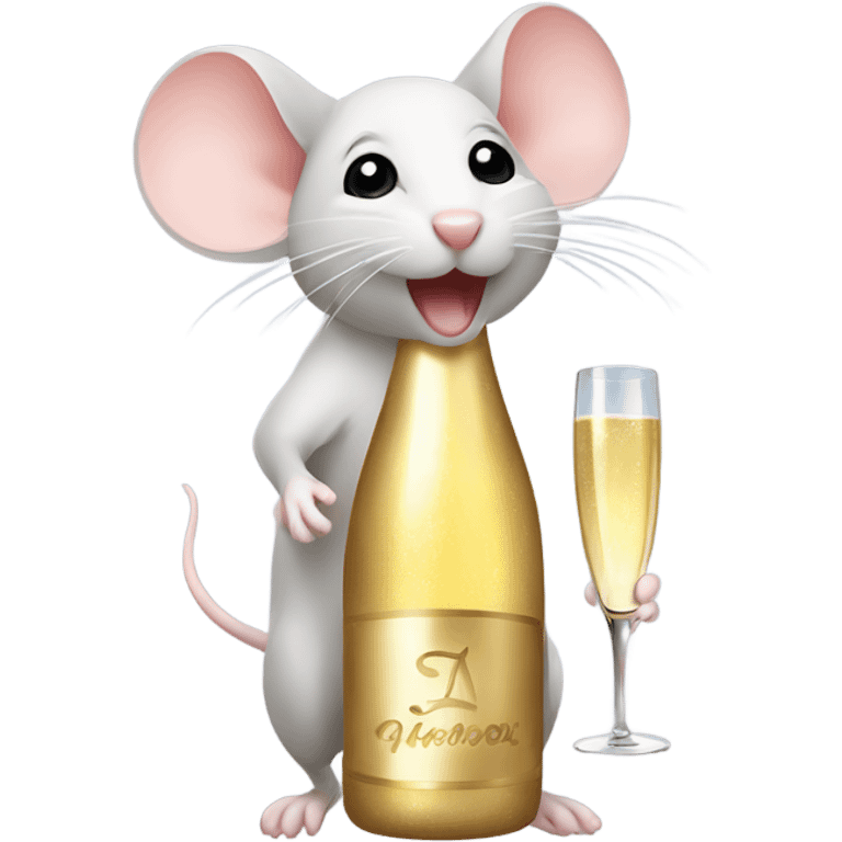 Mouse with champagne emoji