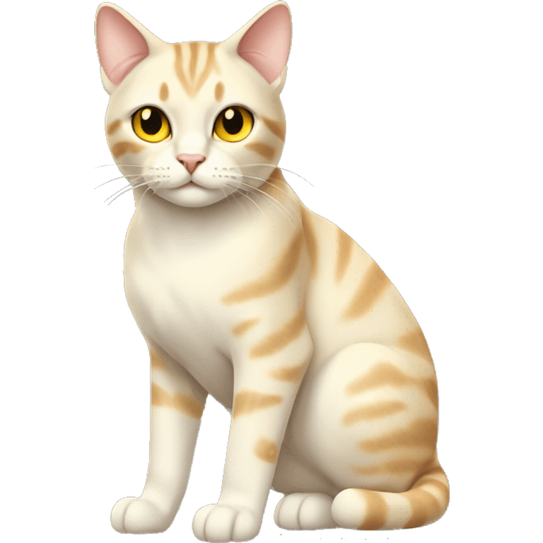 Cream colored tabby cat with yellow eyes full body emoji