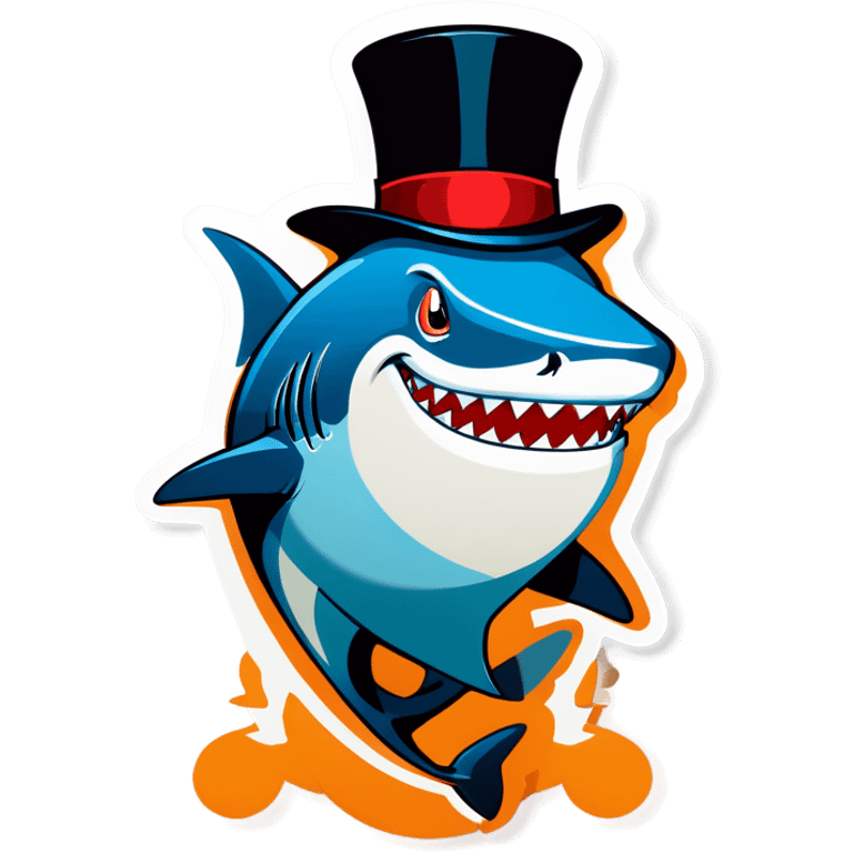 Shark with a top hat emoji