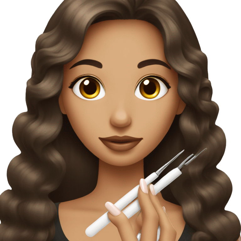 Brunette Girl getting a manicure at nail salon emoji