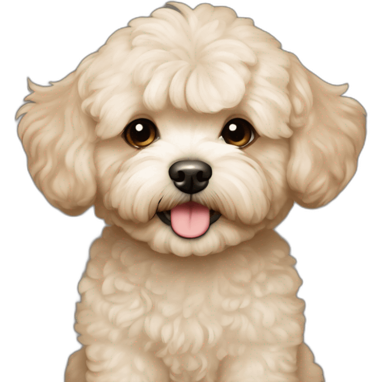 very light beige short haired maltipoo with light brown ear emoji