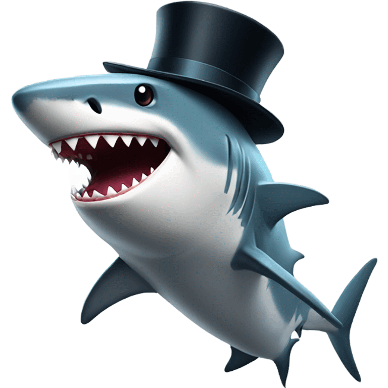 Shark with a top hat emoji