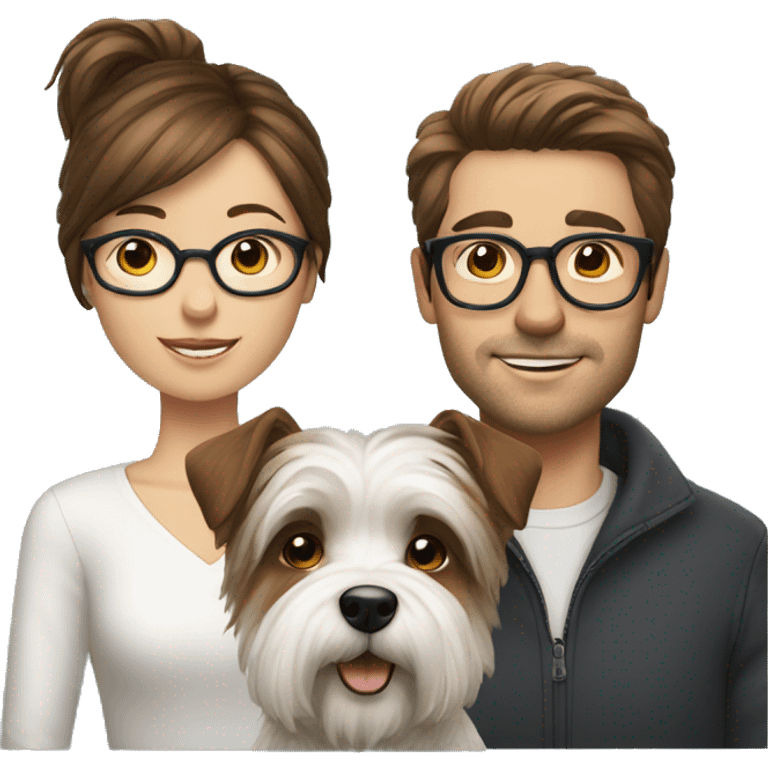 Brown hair man with glasses with westie dog girl emoji