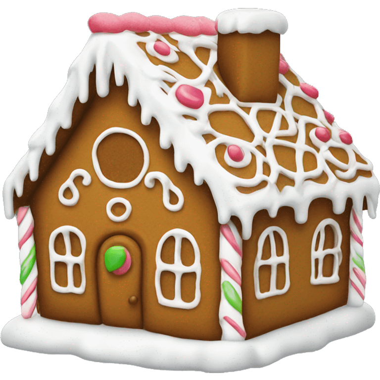 Gingerbread house, white icing emoji