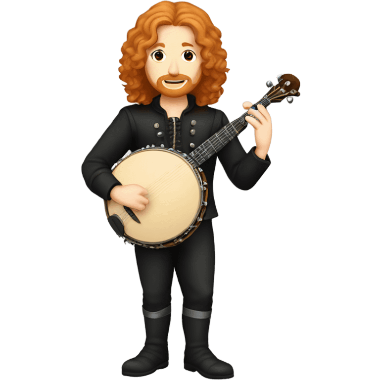 Antonio Vivaldi adult ginger hair chibi standing banjo  emoji