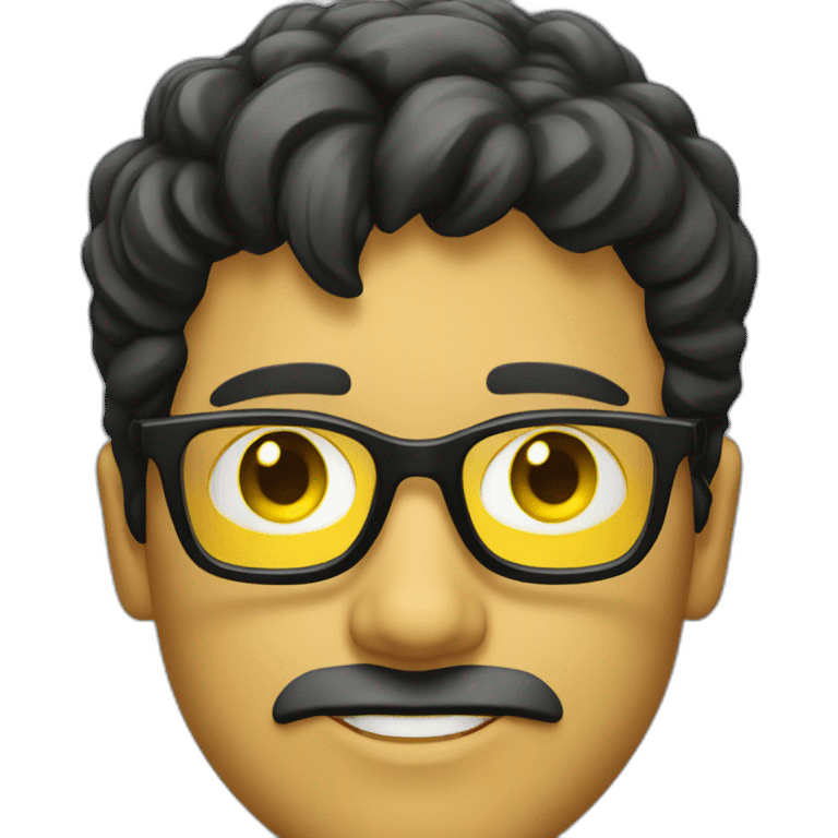 Man with yellow tinted glasses and black hair  emoji