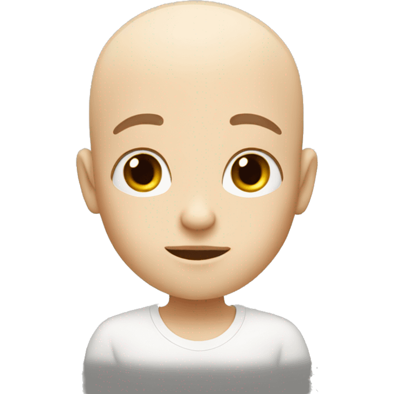 White cute big head no hair animation emoji