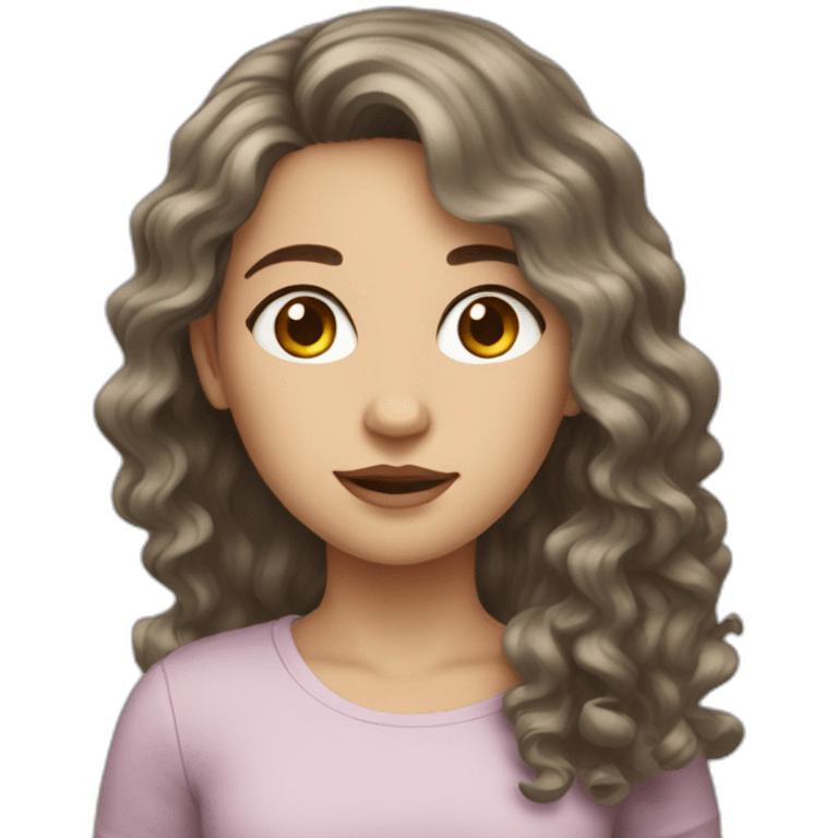 white brunnette girl with wavy hair emoji