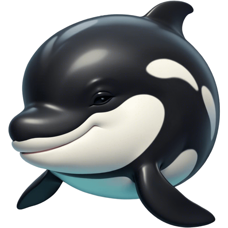 Meme-Worthy Cute Sleeping orca Portrait Emoji, Head resting peacefully with a contented smile, showcasing a smooth black-and-white body with gently drooping fins and eyes softly closed in serene slumber, Simplified yet adorably endearing features, highly detailed, glowing with a soft, drowsy deep-sea light, high shine, relaxed and utterly lovable, stylized with an air of playful oceanic laziness, soft glowing outline, capturing the essence of a sleeping orca that feels destined to become the next viral icon of adorable marine rest! emoji