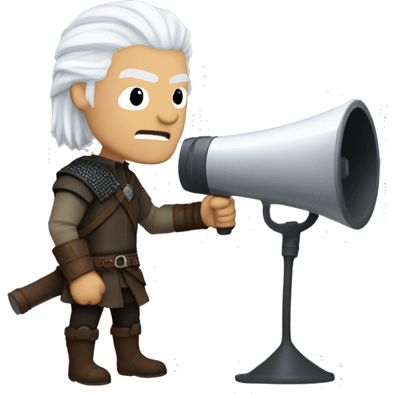 geralt of rivia speaking into the megaphone emoji