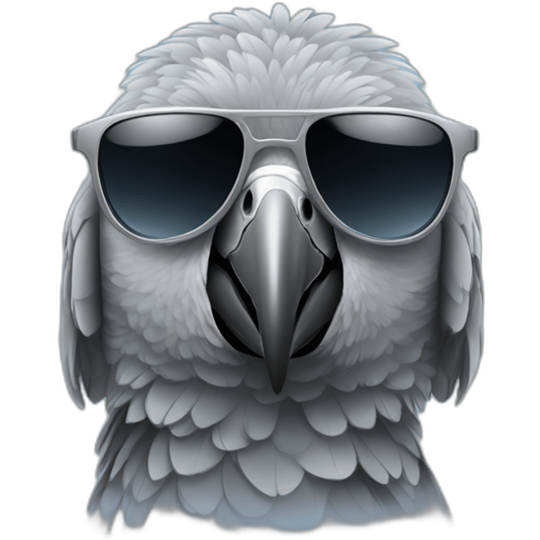 African grey parrot wearing sunglasses emoji