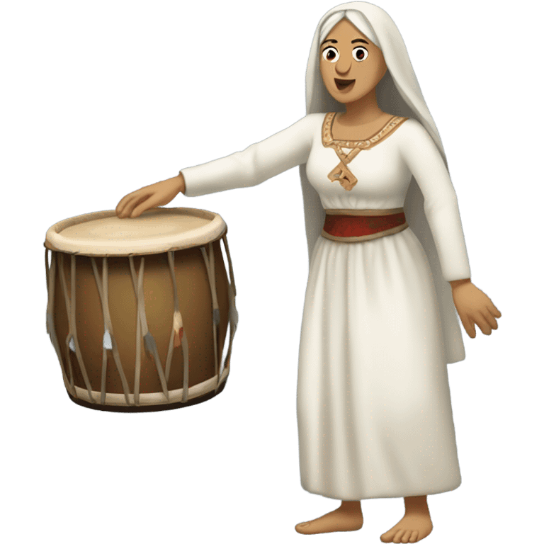 a romanian medieval woman shuffling to drum and bass emoji