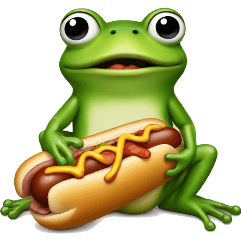 Frog with a hot dog emoji