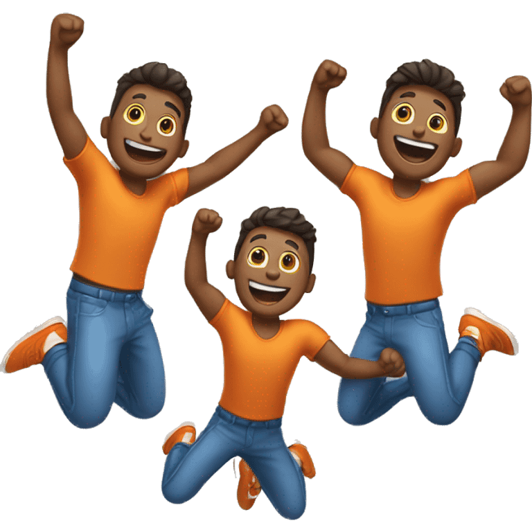 4 guys jumping and cheering emoji