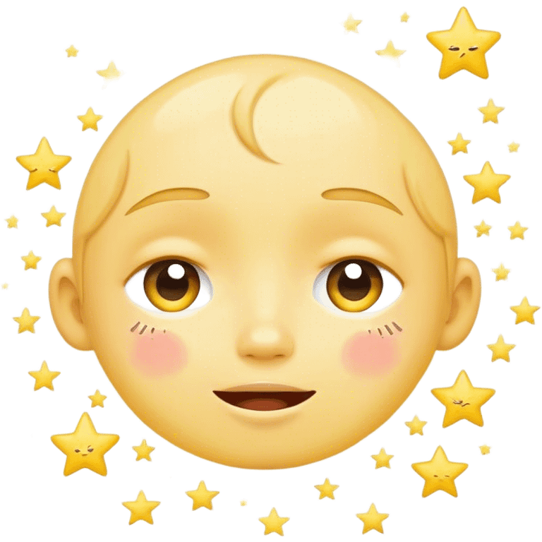 yellow face with stars surrounding it happy tears with cute eyes emoji