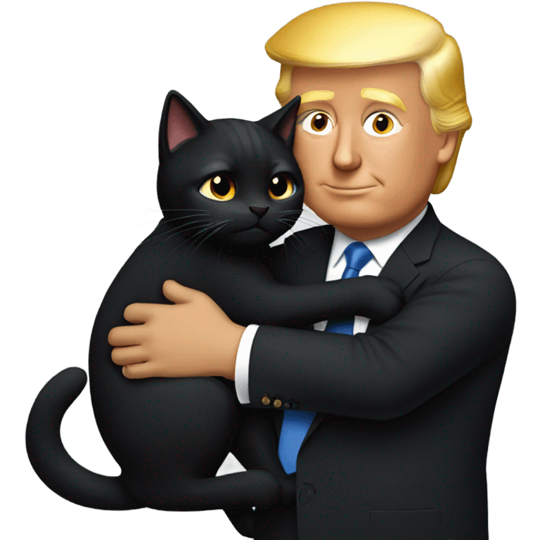 trump hugging black cat emoji