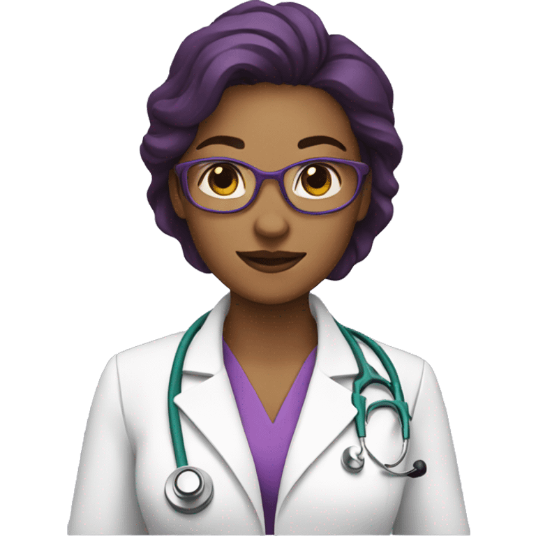 Female doctor with purple grape emoji