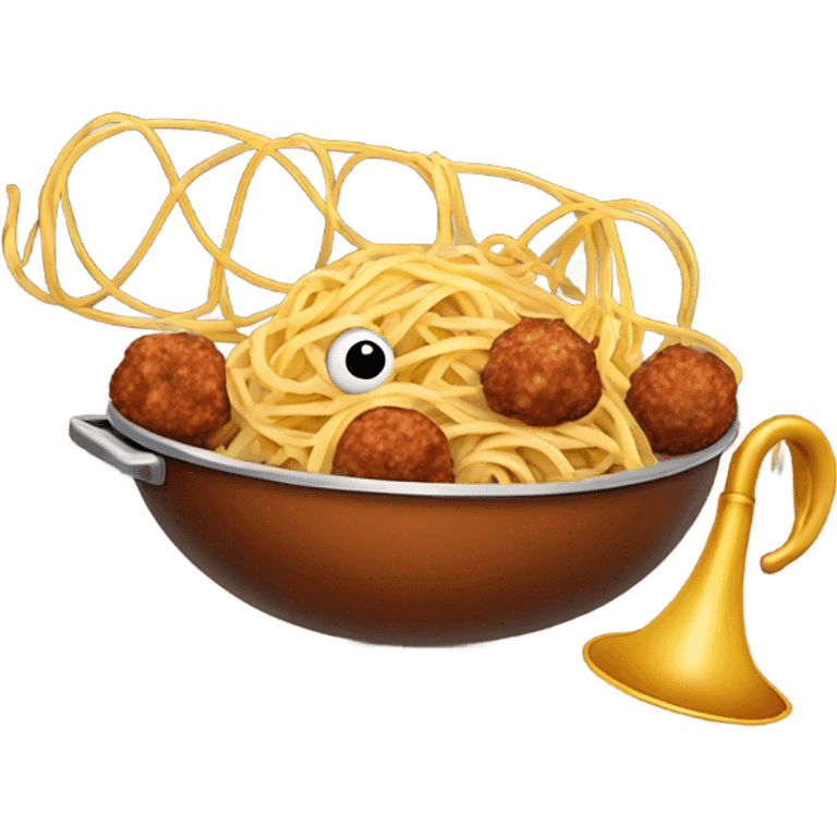 spaghetti and meatballs french horn emoji