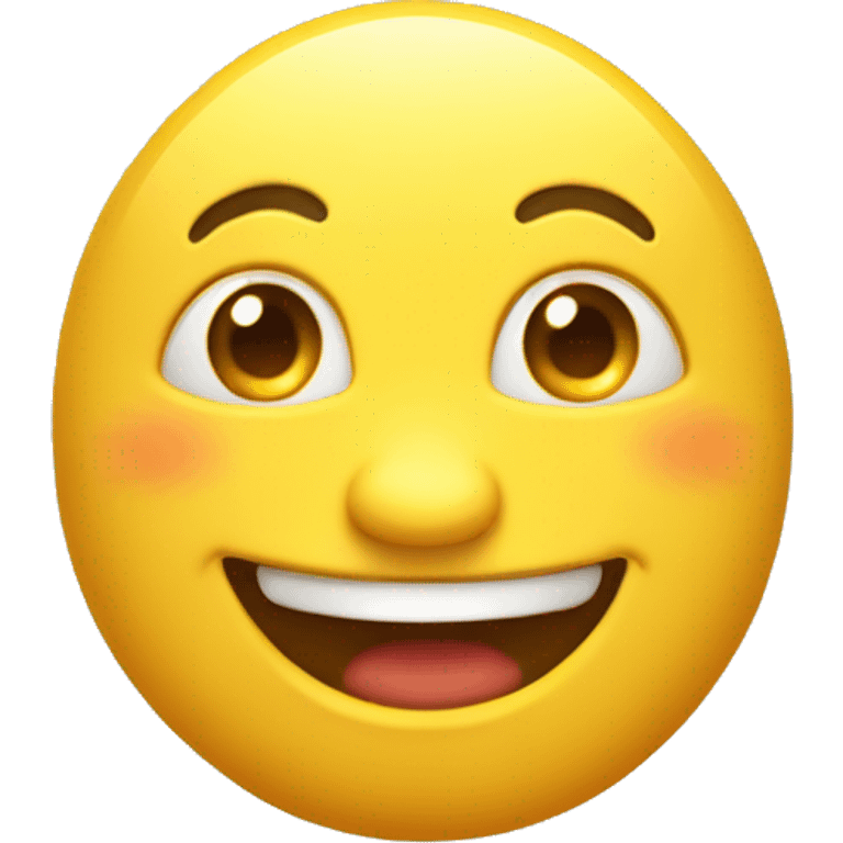  A cheerful, round yellow face with lifelike skin texture. Its large, slightly squinted eyes are sparkling with joy, and a wide, gentle smile radiates warmth. emoji