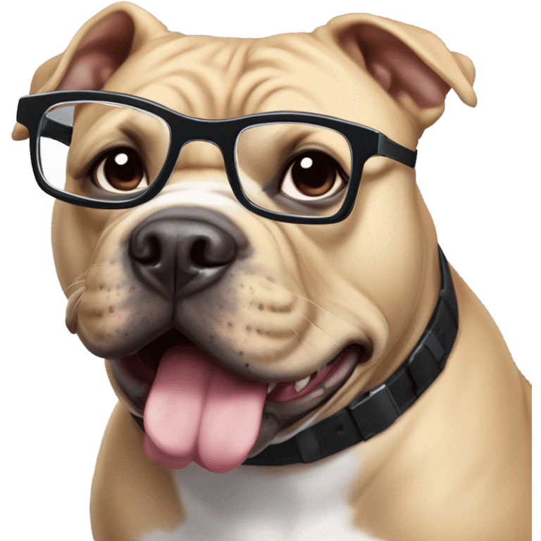 99% Black American Bully with nerd glasses emoji