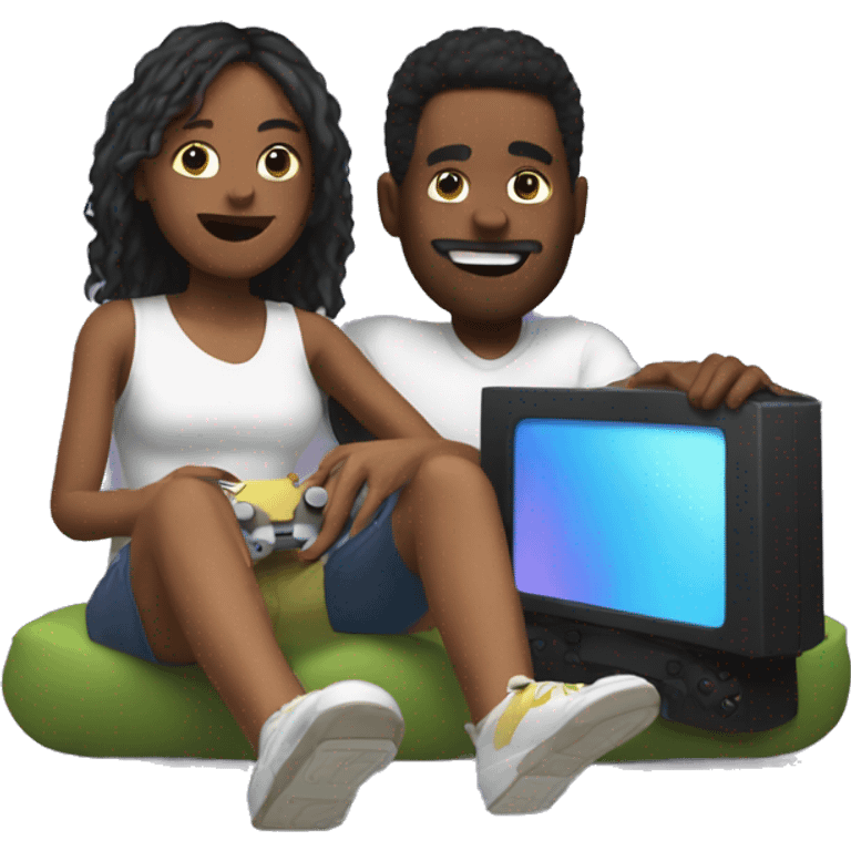 My and my girlfriend playing playstation emoji