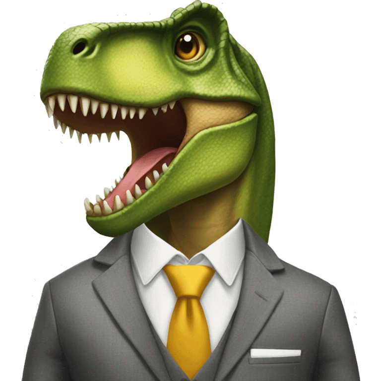 T rex with a suit emoji