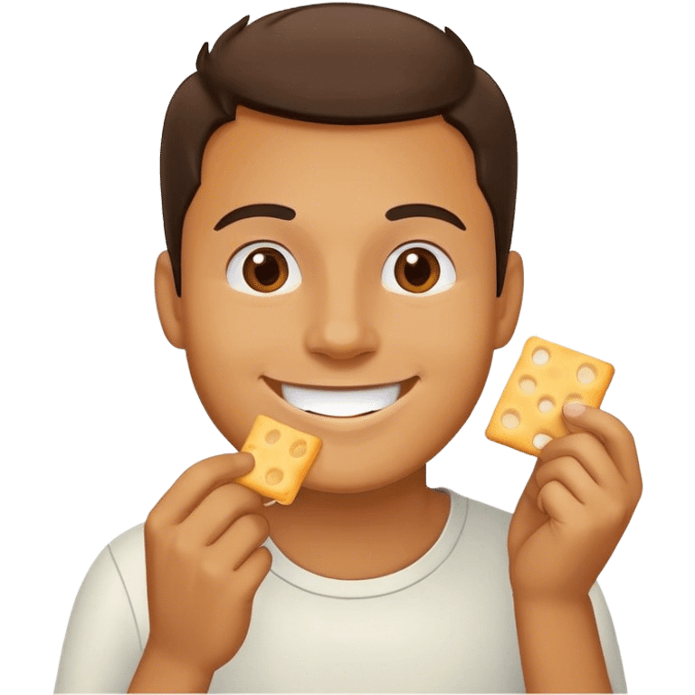 Man eating cheese and crackers emoji