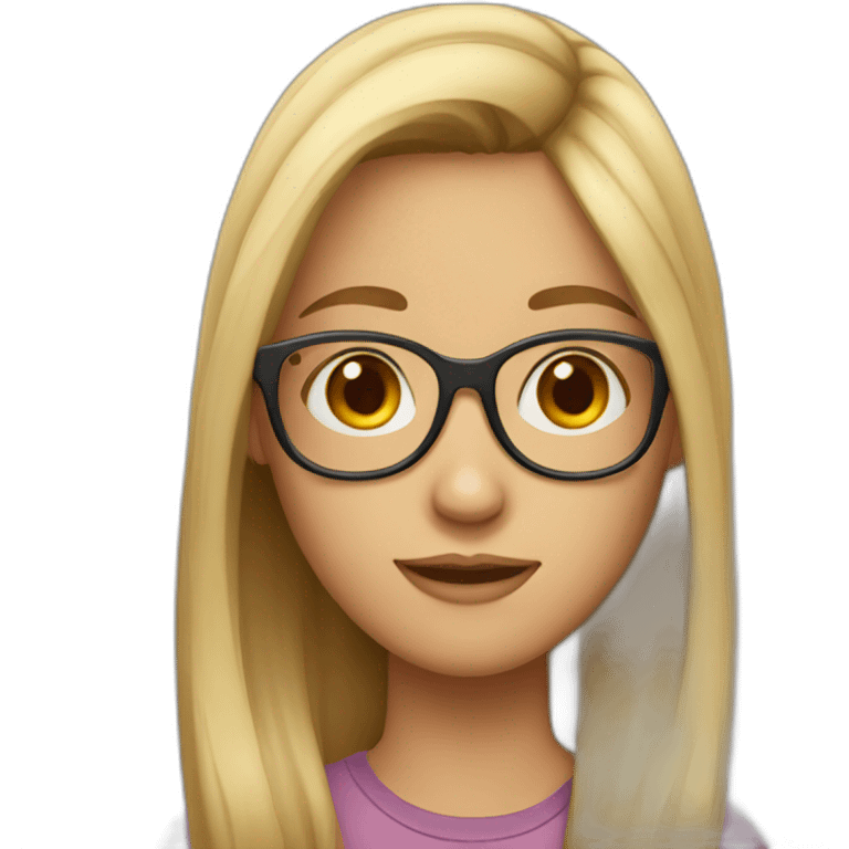 a girl with fair long straight hair with glasses emoji